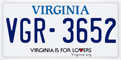 VA license plate VGR3652