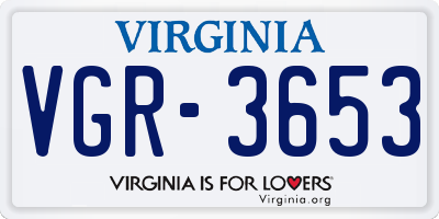 VA license plate VGR3653