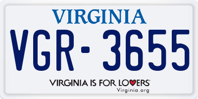 VA license plate VGR3655