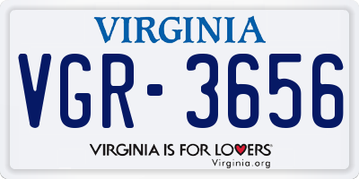 VA license plate VGR3656