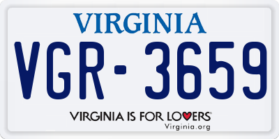 VA license plate VGR3659