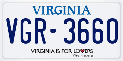 VA license plate VGR3660