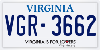 VA license plate VGR3662