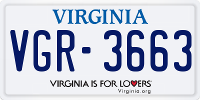 VA license plate VGR3663