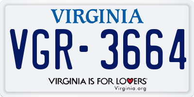 VA license plate VGR3664