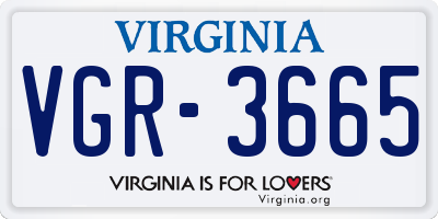VA license plate VGR3665