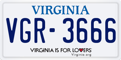 VA license plate VGR3666