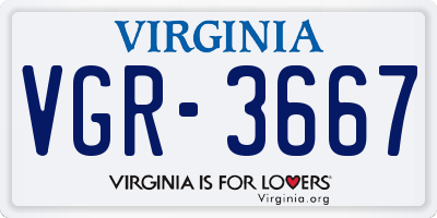 VA license plate VGR3667
