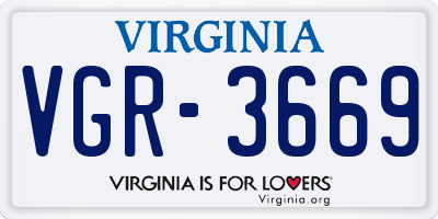 VA license plate VGR3669