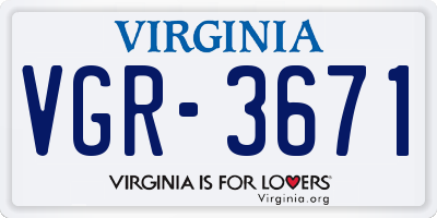 VA license plate VGR3671