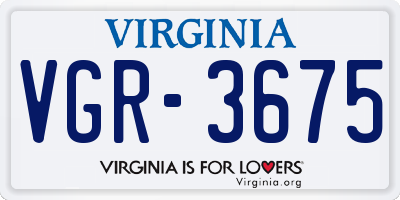 VA license plate VGR3675