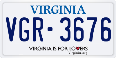 VA license plate VGR3676