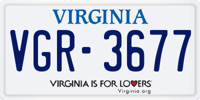 VA license plate VGR3677