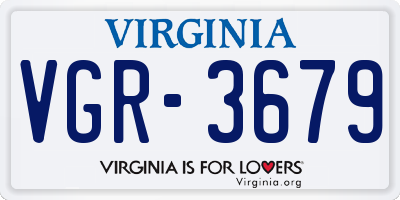 VA license plate VGR3679