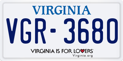 VA license plate VGR3680