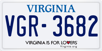 VA license plate VGR3682