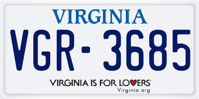 VA license plate VGR3685