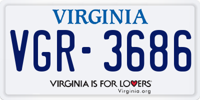 VA license plate VGR3686