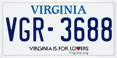 VA license plate VGR3688