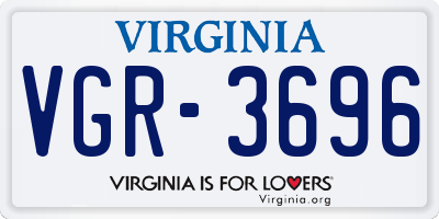 VA license plate VGR3696