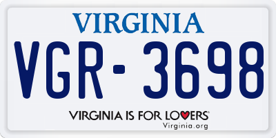 VA license plate VGR3698