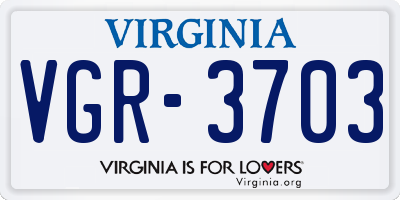 VA license plate VGR3703