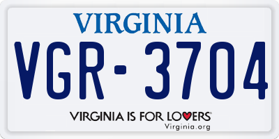 VA license plate VGR3704