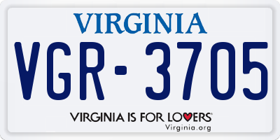 VA license plate VGR3705