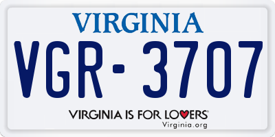 VA license plate VGR3707