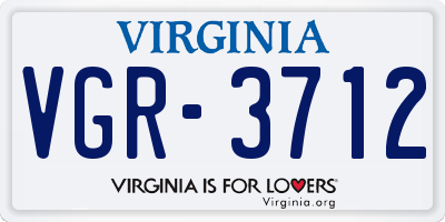 VA license plate VGR3712