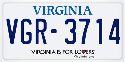 VA license plate VGR3714
