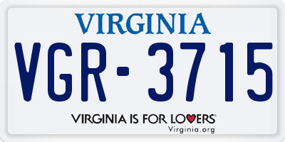 VA license plate VGR3715