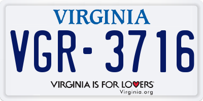 VA license plate VGR3716