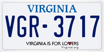 VA license plate VGR3717