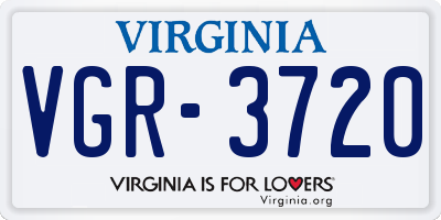VA license plate VGR3720
