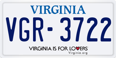 VA license plate VGR3722
