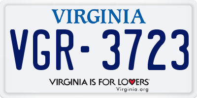 VA license plate VGR3723