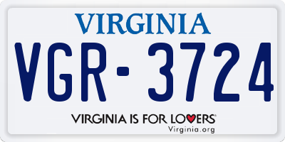 VA license plate VGR3724