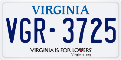 VA license plate VGR3725