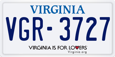 VA license plate VGR3727
