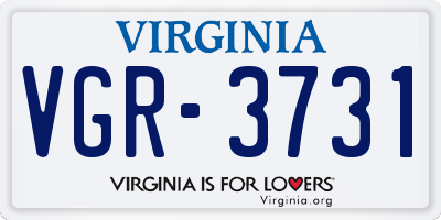 VA license plate VGR3731