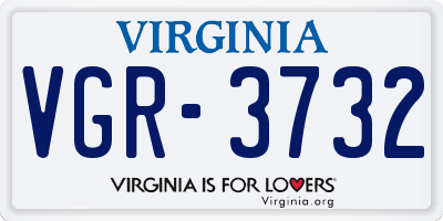 VA license plate VGR3732