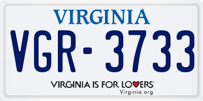 VA license plate VGR3733