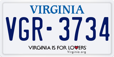 VA license plate VGR3734