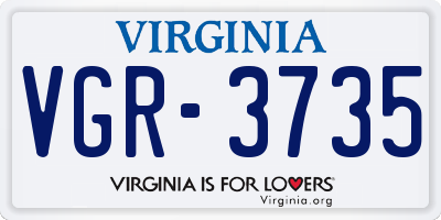 VA license plate VGR3735