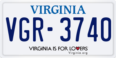 VA license plate VGR3740