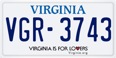 VA license plate VGR3743