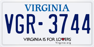 VA license plate VGR3744