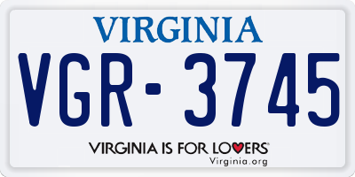 VA license plate VGR3745