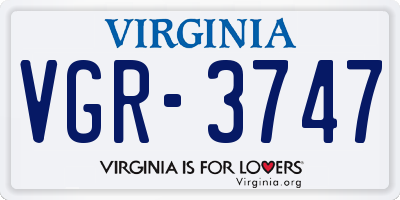VA license plate VGR3747